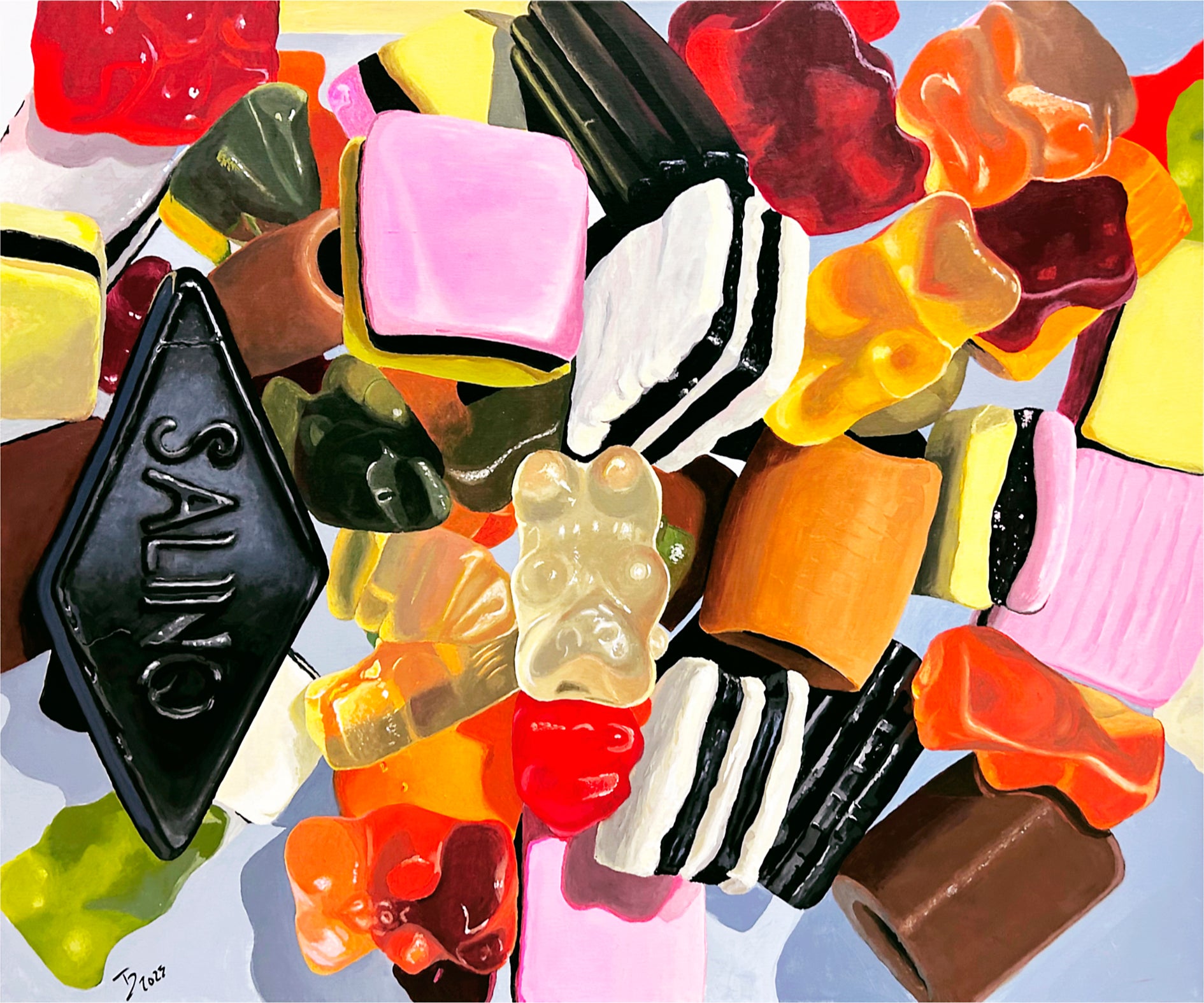 Thomas Düwers Kunstwerk "Candy"  Format: 120x100cm  Material: Acryl auf Leinwand&nbsp;  Jahr: 2023