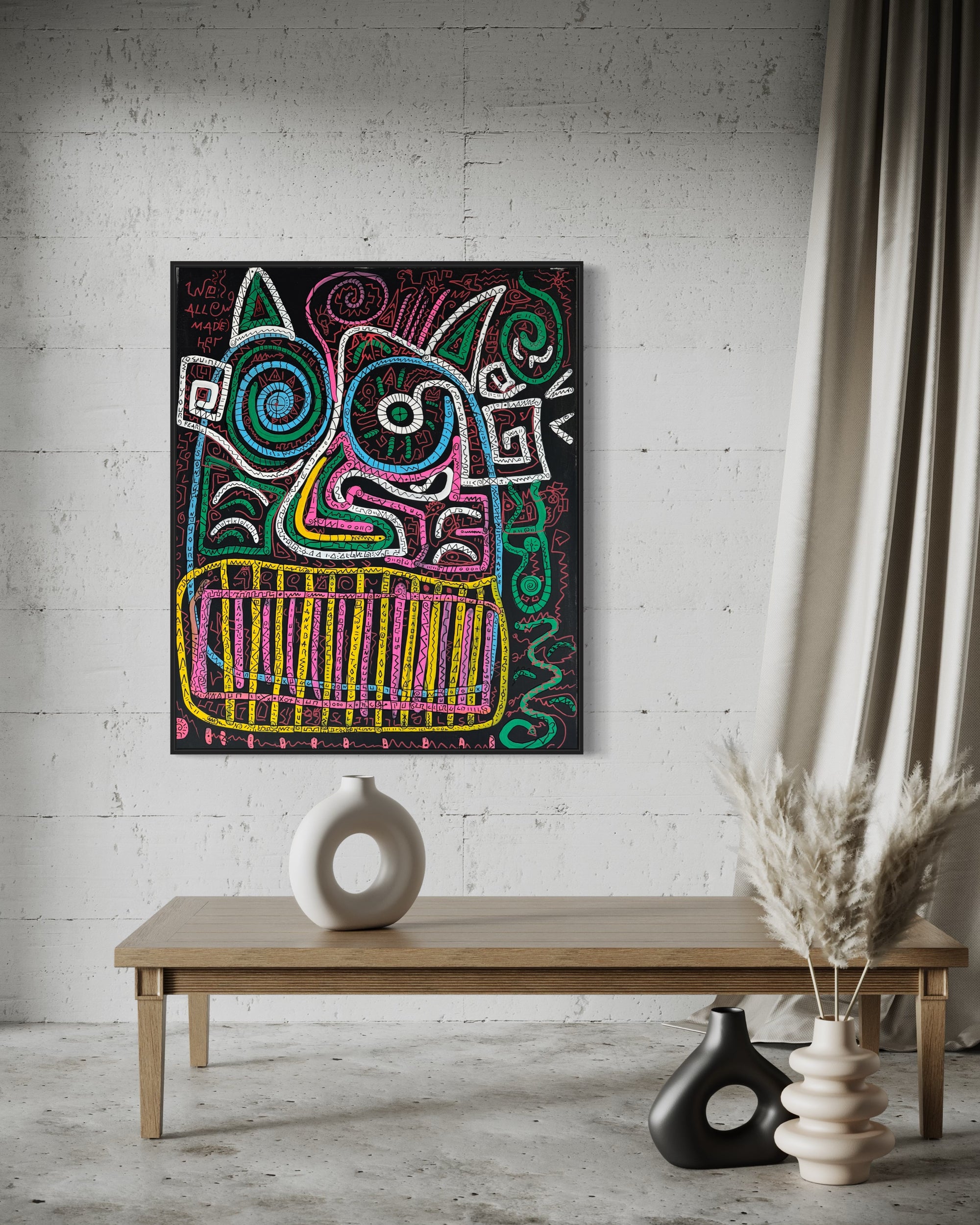 Sven Liesy’s CRAZY CAT exklusiv bei POSH VISION mit der Omage&nbsp;To Alice in Wonderland.  Maße: 120x100cm Material: Acryl auf Leinwand